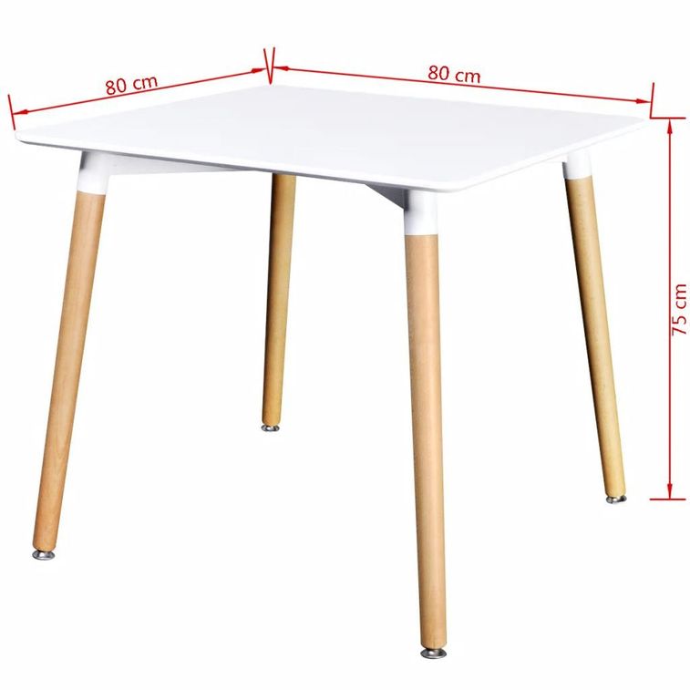 Table à manger carrée bois naturel et blanc Tuly 80 cm - Photo n°4