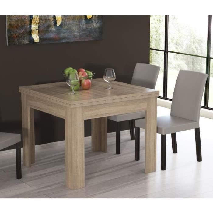 Table a manger carrée extensible NUORI 4 a 8 personnes style contemporain décor chene clair - L 96-190 x l 95 cm - Photo n°3