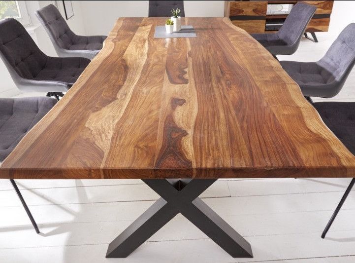 Table à manger en bois massif foncé et pieds métal noir Amazone L 180 cm - Photo n°3