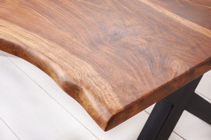Table à manger en bois massif foncé et pieds métal noir Amazone L 180 cm - Photo n°4