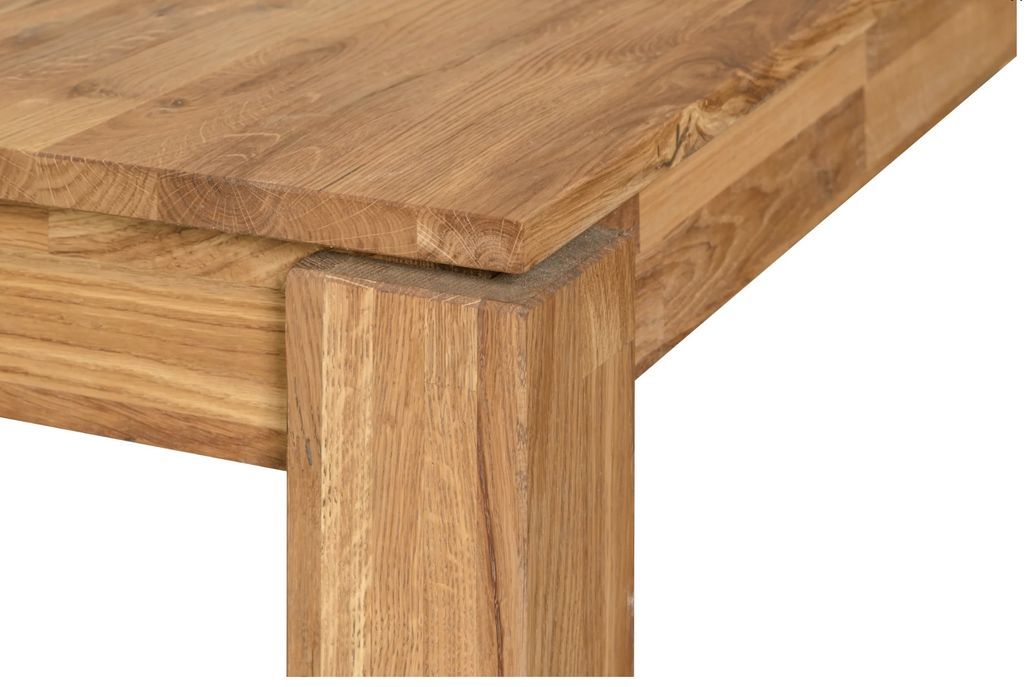 Table à manger extensible carrée en bois de chêne massif naturel 120 à 180 cm Loka - Photo n°7