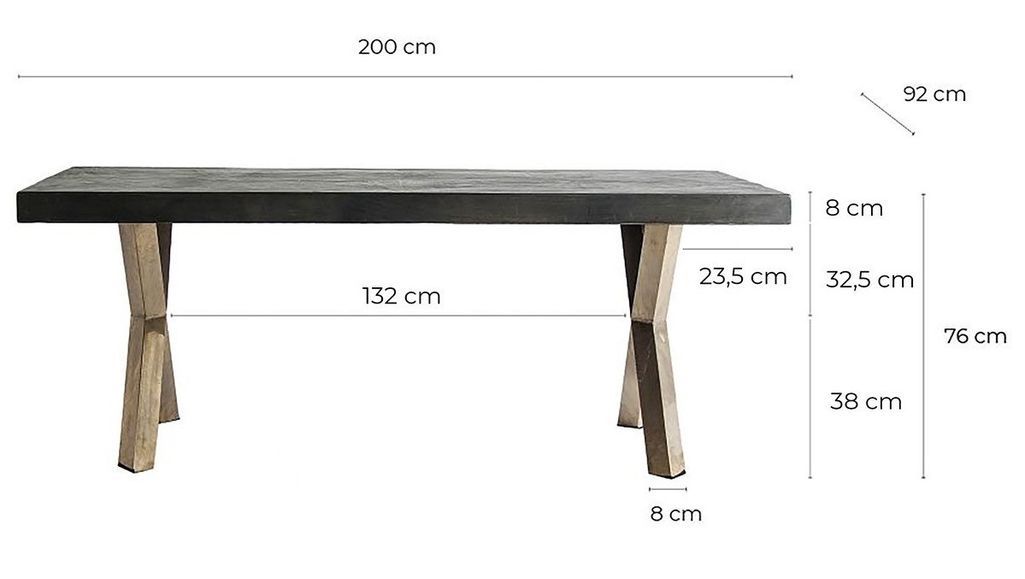 Table à manger plateau bois d'orme gris et pieds fer doré Kenza 200 cm - Photo n°4