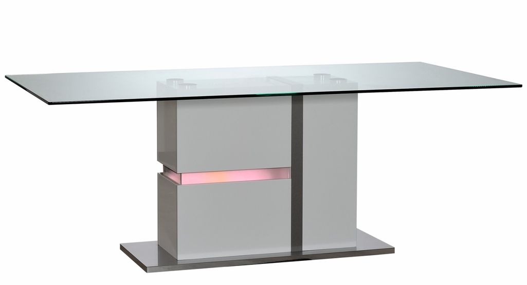 Table à manger lumineuse rectangulaire verre transparent Kartz - Photo n°1