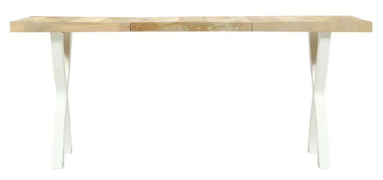 Table à manger manguier massif clair et pieds métal blanc en X droit Ledor 180 cm - Photo n°2