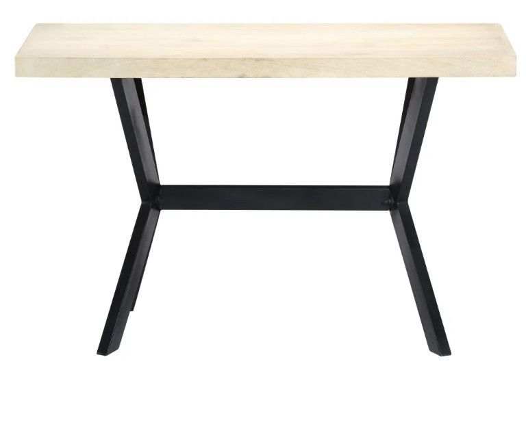 Table à manger manguier massif clair et pieds métal noir Maxi 120 - Photo n°2