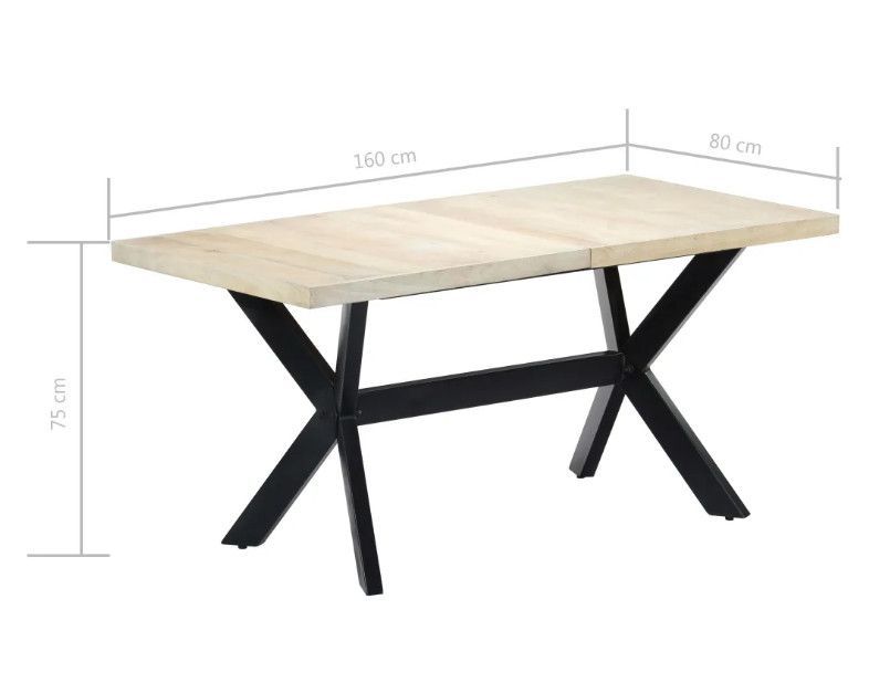 Table à manger manguier massif clair et pieds métal noir Maxi 160 - Photo n°7