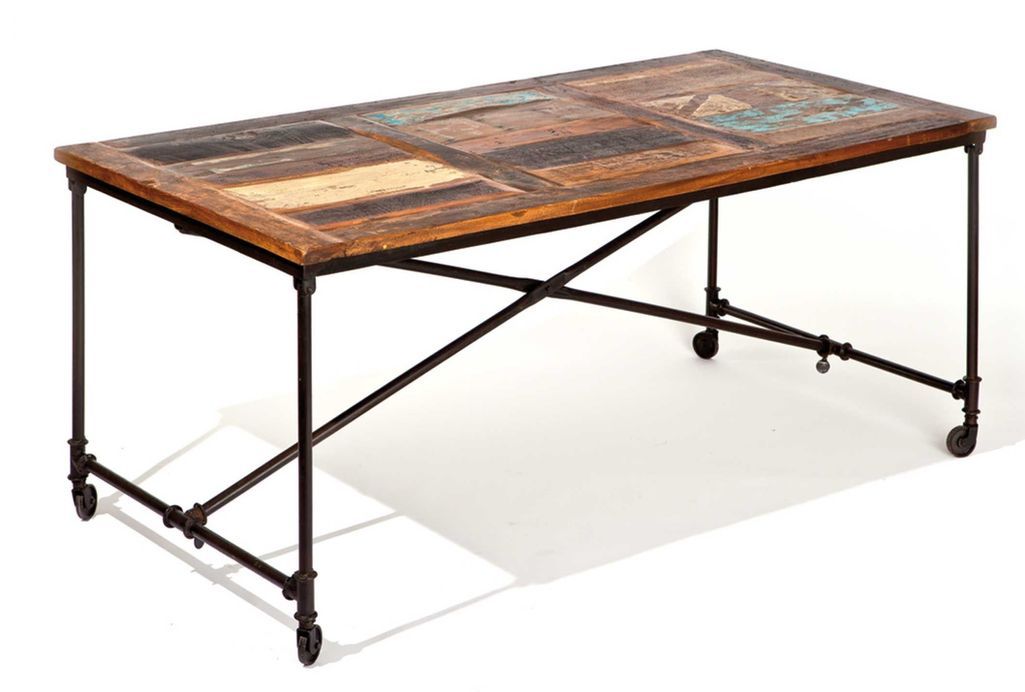 Table à manger manguier massif et pieds métal noir Vinta 180 cm - Photo n°1