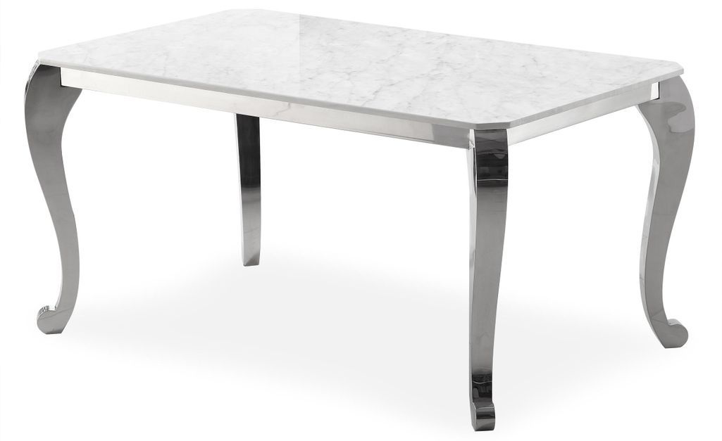 Table à manger marbre et pieds métal argenté Padmore - Photo n°1