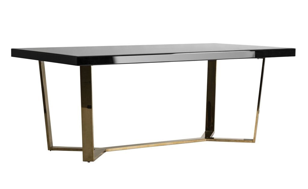 Table à manger design pieds acier doré et plateau miroir noir Oliva 200 cm - Photo n°4