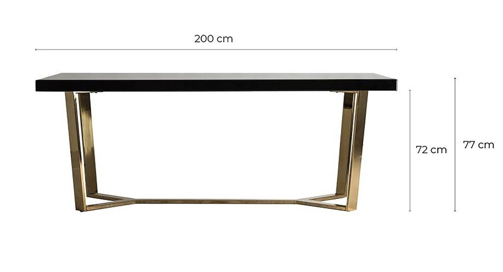 Table à manger design pieds acier doré et plateau miroir noir Oliva 200 cm - Photo n°5