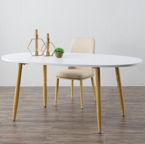 Table à manger ovale bois blanc et clair Yolane 180 cm - Photo n°2