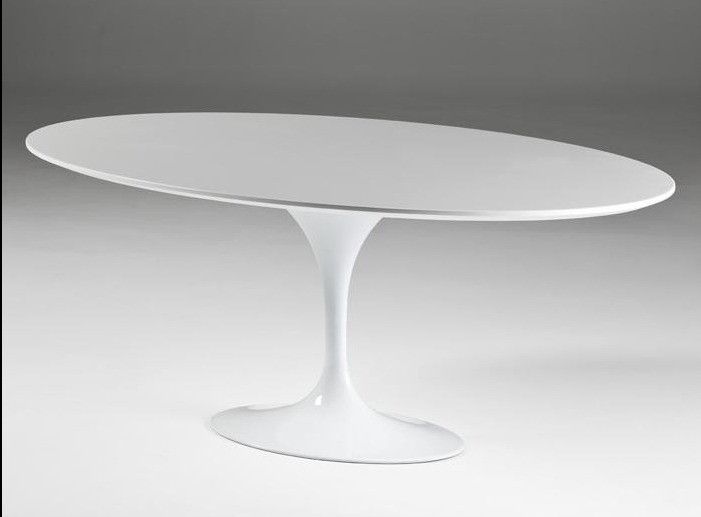 Table à manger ovale bois blanc et pied métal 200 cm - Photo n°2