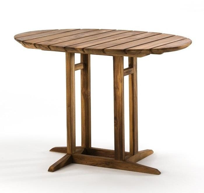 Table à manger ovale bois de teck naturel Laza 100 cm - Photo n°1
