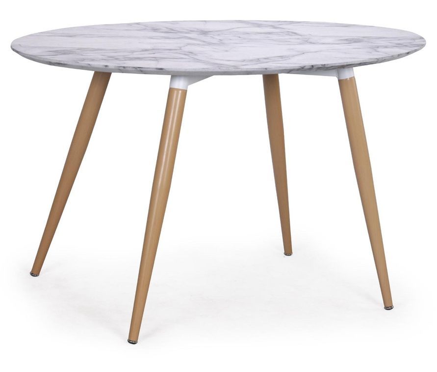 Table à manger ovale effet marbre blanc Sicca 130 cm - Photo n°1