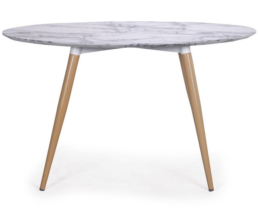 Table à manger ovale effet marbre blanc Sicca 130 cm - Photo n°2