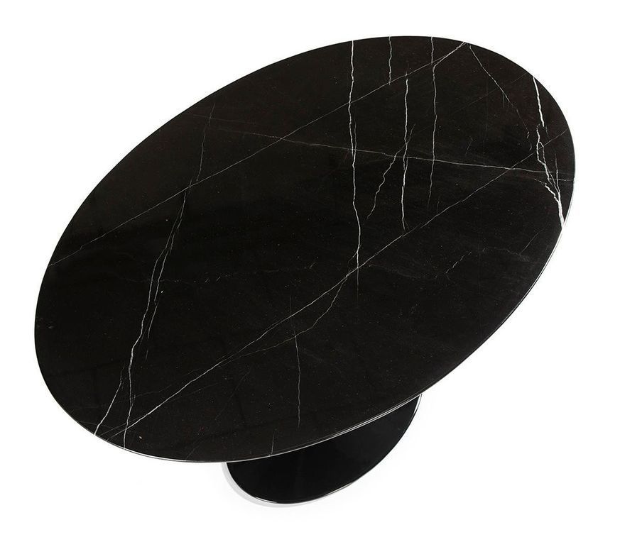 Table à manger ovale moderne marbre et pied métal noir 170 cm - Photo n°2