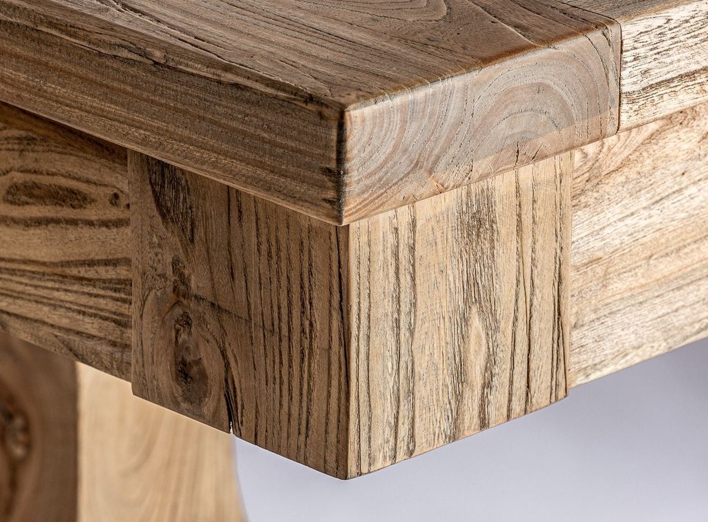 Table à manger rectangulaire à rallonge bois d'orme massif Bukila - Photo n°4