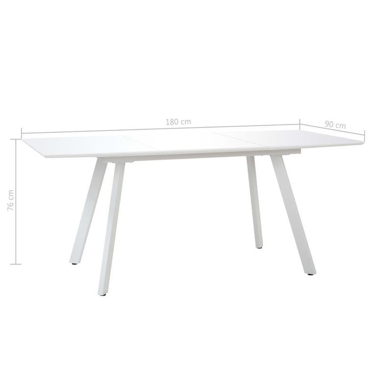 Table à manger rectangulaire blanc brillant Vilna 180 - Photo n°5