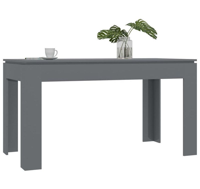 Table à manger rectangulaire bois gris brillant Modra 140 cm - Photo n°1