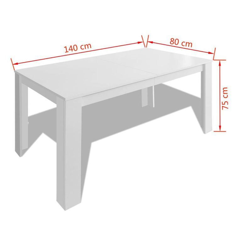 Table à manger rectangulaire bois blanc Dimer 140 cm - Photo n°3