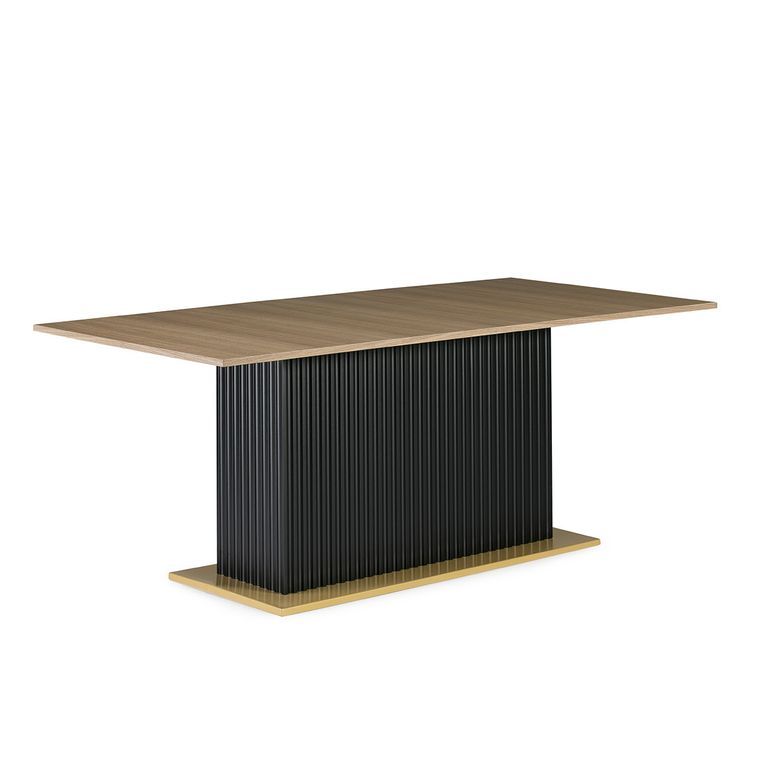 Table à manger rectangulaire bois clair et noir Cassie - Photo n°1