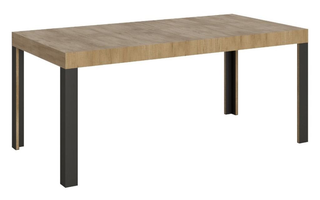 Table à manger rectangulaire bois clair et pieds métal gris foncé Liva 130 cm - Photo n°1