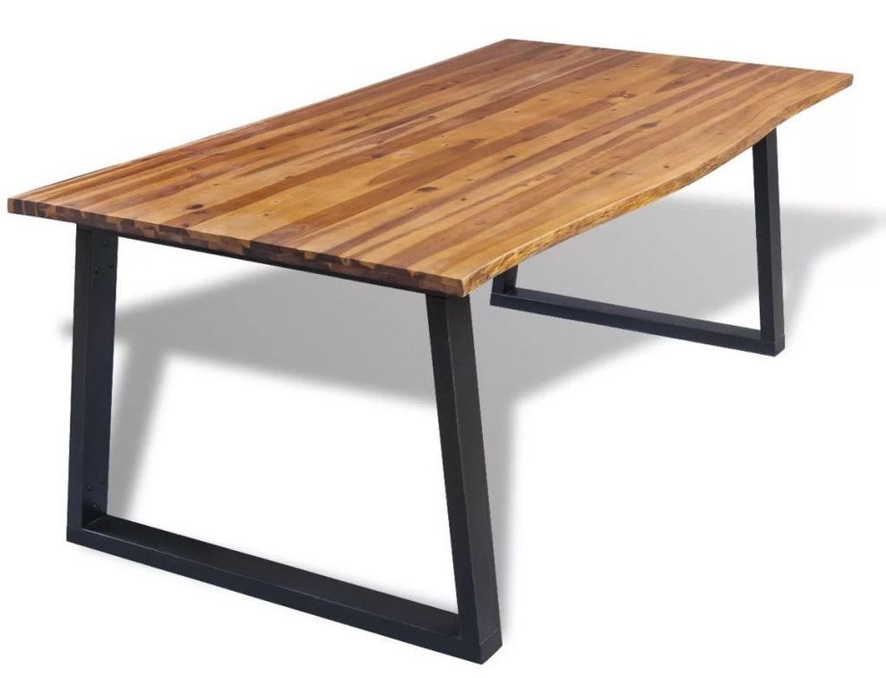 Table à manger rectangulaire bois d'acacia massif Paula 200 - Photo n°1