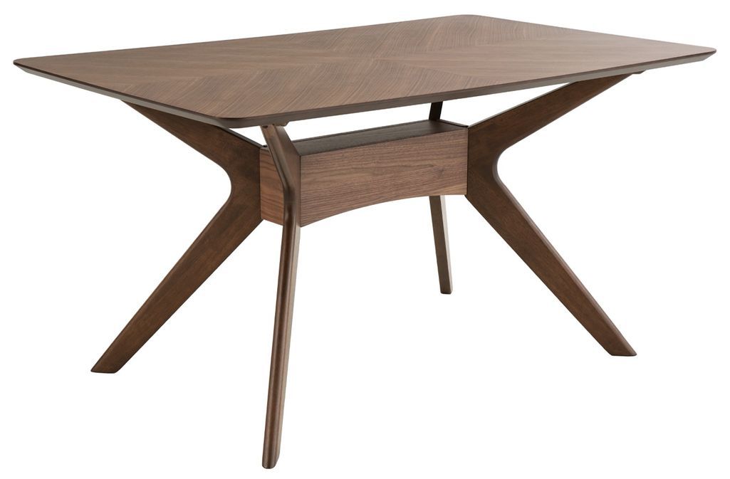 Table à manger rectangulaire bois d'hévéa finition noyer Klerg - Photo n°1