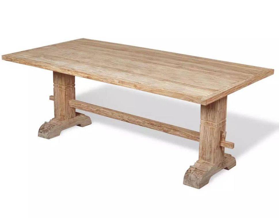 Table à manger rectangulaire bois de tek blanchi Ronny - Photo n°1
