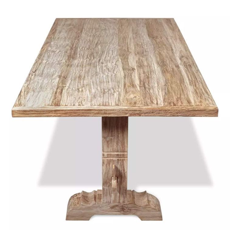 Table à manger rectangulaire bois de tek blanchi Ronny - Photo n°4