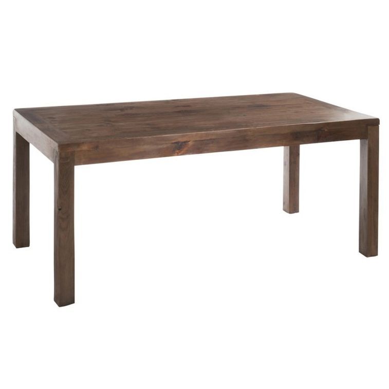 Table à manger rectangulaire bois massif foncé Uchi - Photo n°1