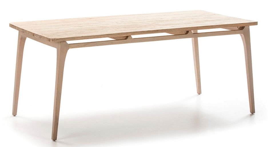 Table à manger rectangulaire bois massif gris voilé 180 cm - Photo n°1