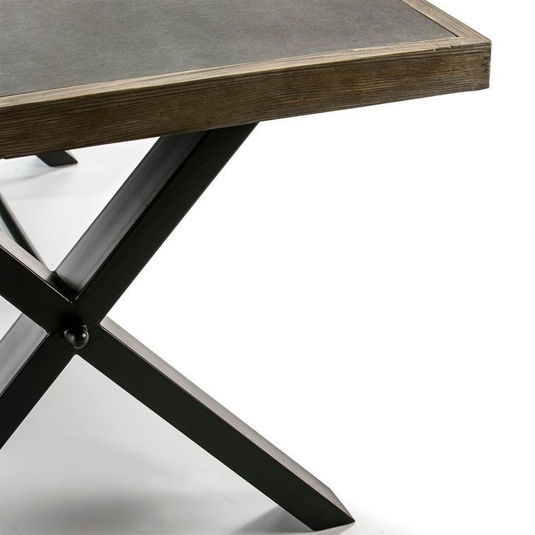 Table à manger rectangulaire ciment et pieds métal noir 200 cm - Photo n°4