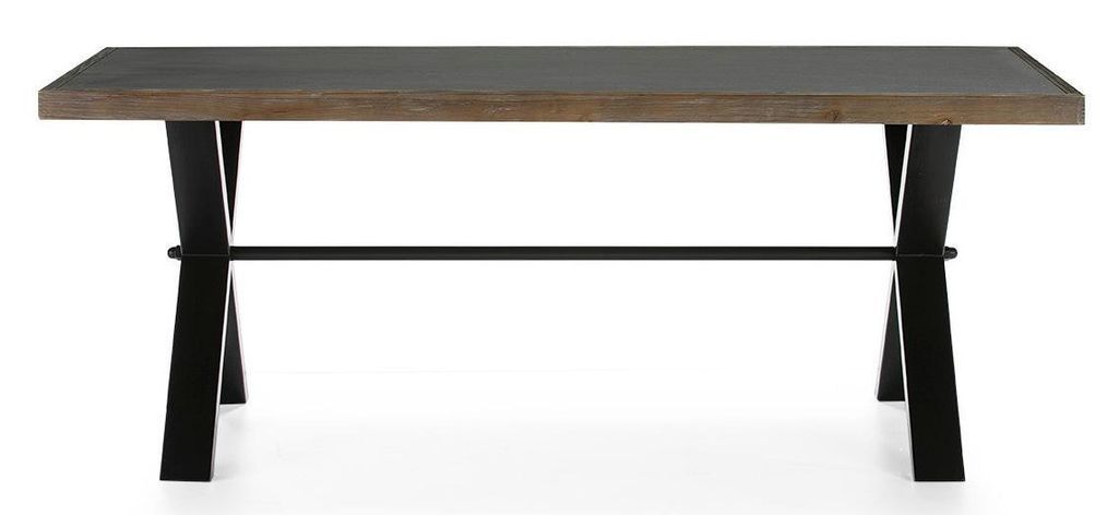 Table à manger rectangulaire ciment et pieds métal noir 200 cm - Photo n°2