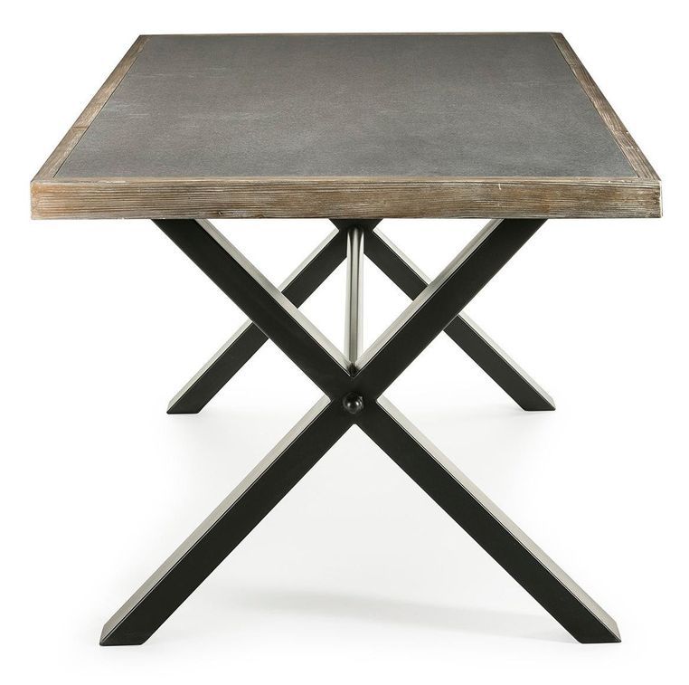 Table à manger rectangulaire ciment et pieds métal noir 200 cm - Photo n°3