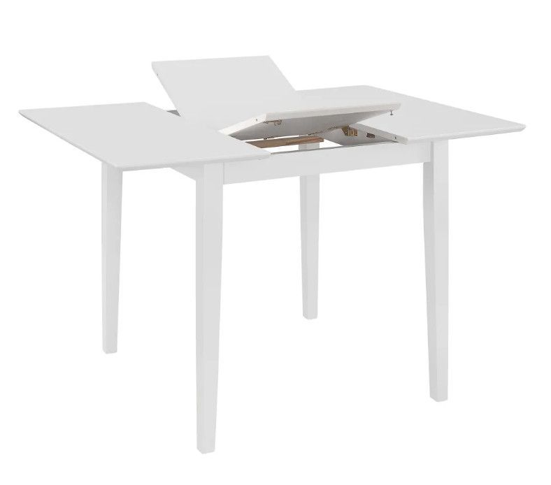 Table à manger rectangulaire extensible bois et hévéa massif blanc Linkeo - Photo n°2