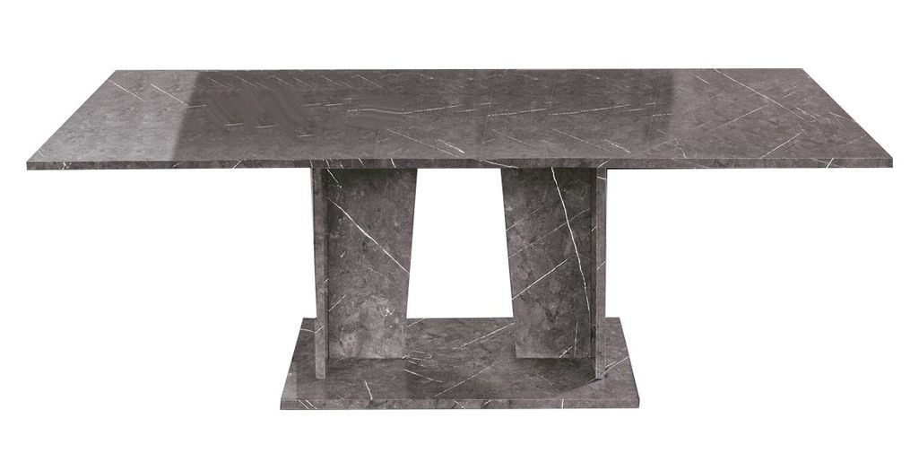 Table à manger rectangulaire extensible bois gris effet marbre vernis Botela 180 à 225 cm - Photo n°1