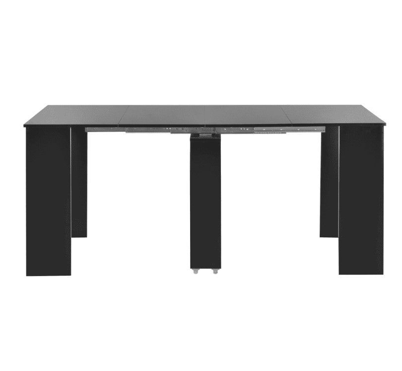 Table console extensible carrée noir brillant 90/133/175 cm Lamio - Photo n°3