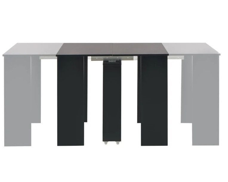 Table console extensible carrée noir brillant 90/133/175 cm Lamio - Photo n°1
