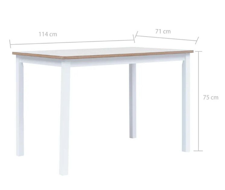 Table à manger rectangulaire hévéa clair et blanc Nyca - Photo n°6