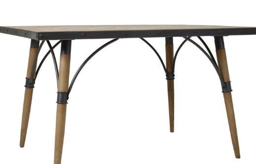 Table à manger rectangulaire industriel pin massif clair et métal noir Penky - Photo n°2