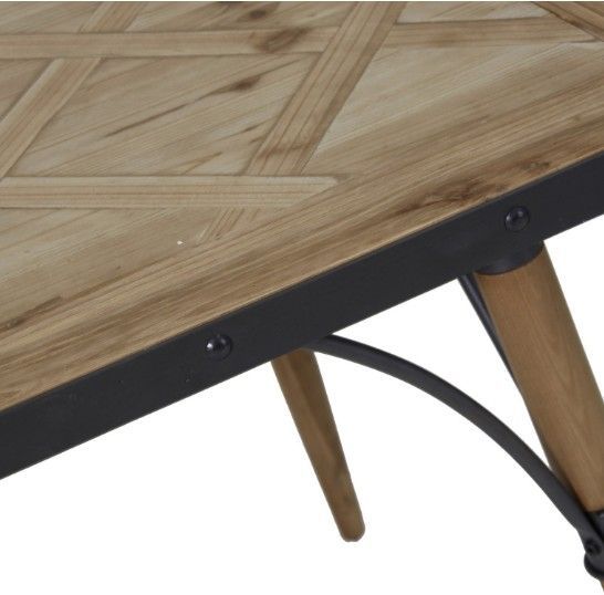 Table à manger rectangulaire industriel pin massif clair et métal noir Penky - Photo n°3
