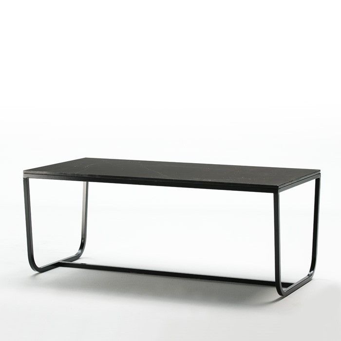 Table à manger rectangulaire marbre et métal noir Lasie - Photo n°1