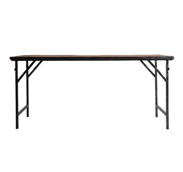 Table à manger rectangulaire orme massif foncé et métal noir Téa - Photo n°2
