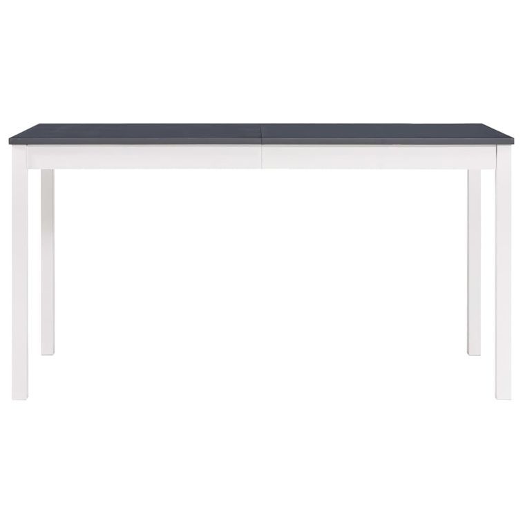 Table à manger rectangulaire pin massif blanc et gris Sadou 140 cm - Photo n°2