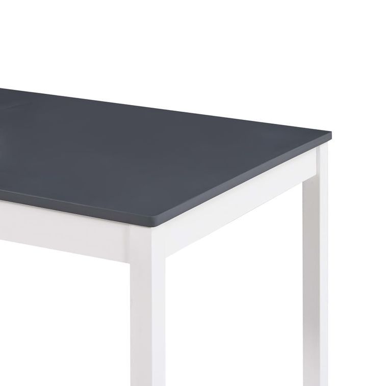 Table à manger rectangulaire pin massif blanc et gris Sadou 140 cm - Photo n°4