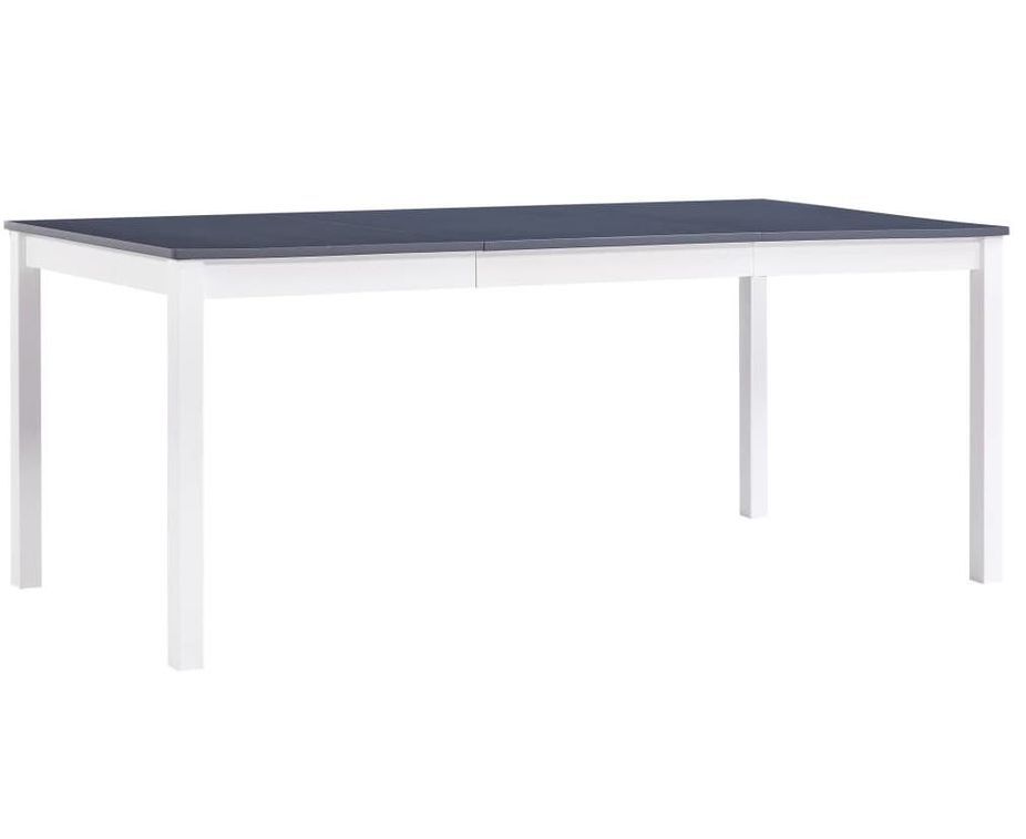 Table à manger rectangulaire pin massif blanc et gris Sadou 180 cm - Photo n°1
