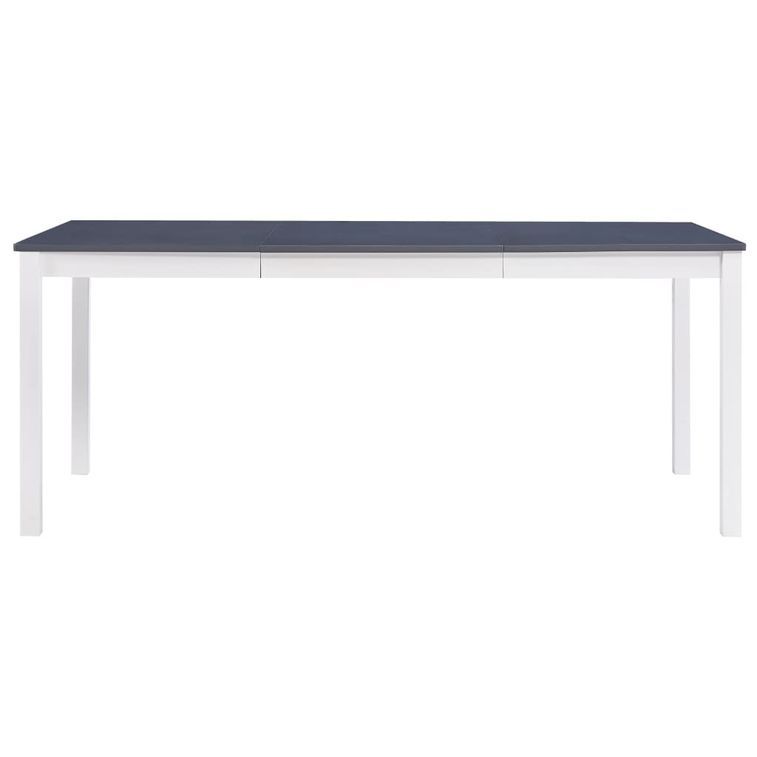 Table à manger rectangulaire pin massif blanc et gris Sadou 180 cm - Photo n°2
