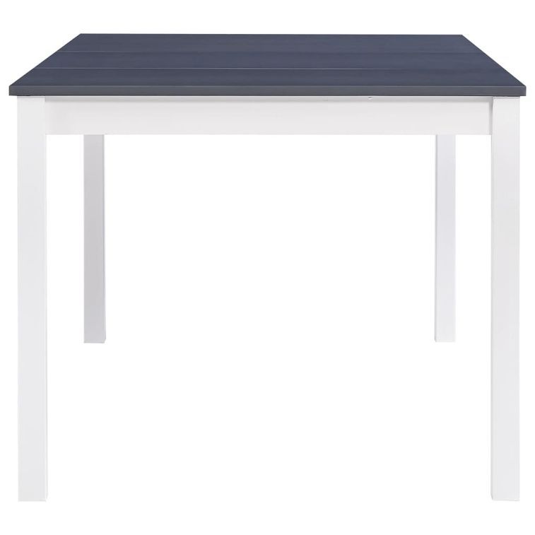 Table à manger rectangulaire pin massif blanc et gris Sadou 180 cm - Photo n°3