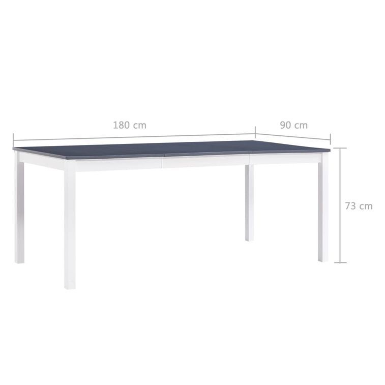 Table à manger rectangulaire pin massif blanc et gris Sadou 180 cm - Photo n°5
